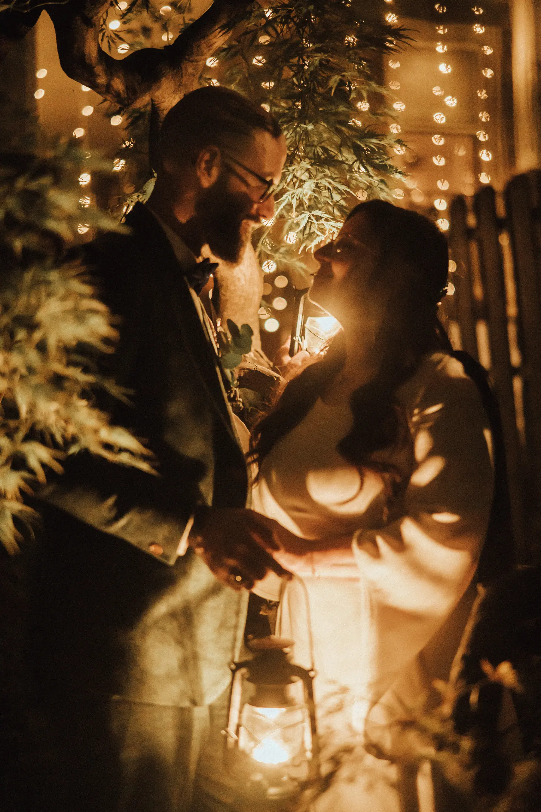 The couple during their outdoor ceremony